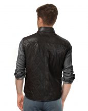 Mens dark brown Leather Quilted Vest with Throat Buckle