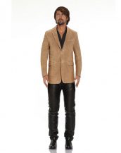 Classic Double Buttoned Leather Blazer for Men