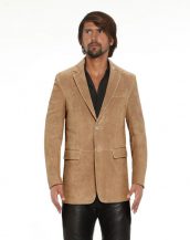 Classic Double Buttoned Leather Blazer for Men