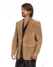 Classic Double Buttoned Leather Blazer for Men