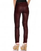Women Motorcycle Leather Pants with Ribbed Detail