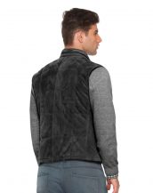 Quilted Suede Vest with Stand Collar for Men