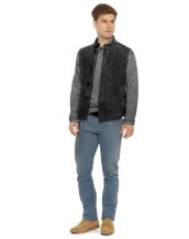 Quilted Suede Vest with Stand Collar for Men