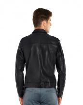 Mens Shirt Style Lambskin Leather Jackets with Shoulder Epaulettes