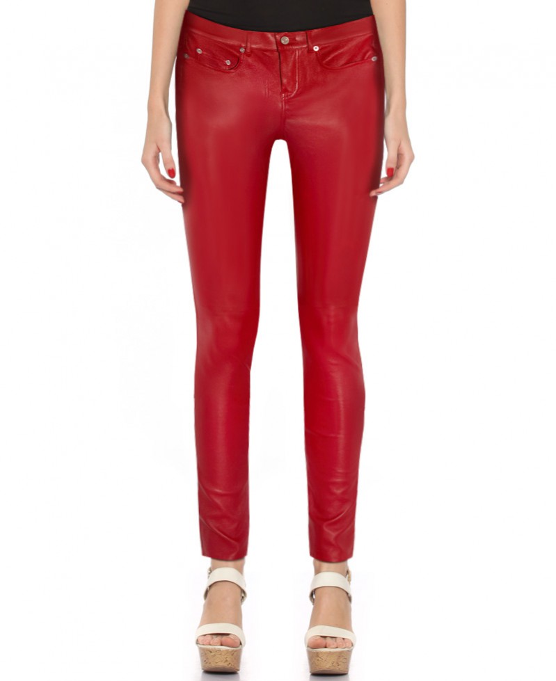 red jeans women's skinny