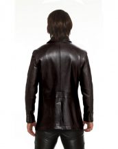 Mens Stylish Leather Blazer with Patch Pockets