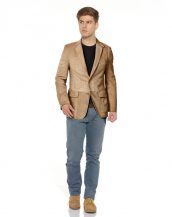 Mens Slim Fitted Suede Blazer with Patch Pocket