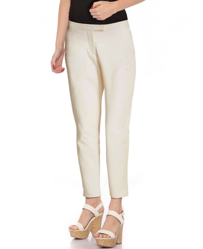 Womens Straight Fit Leather Pant with Pocket Detail 1
