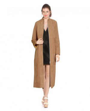 Womens Suede Coat with Zip Fastening