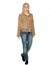 Fringed Suede Blazer for Women