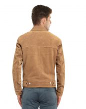 Mens Suede Casual Jacket with Notch Lapel Collar