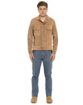 Mens Suede Casual Jacket with Notch Lapel Collar