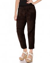 Womens Suede Cropped Joggers