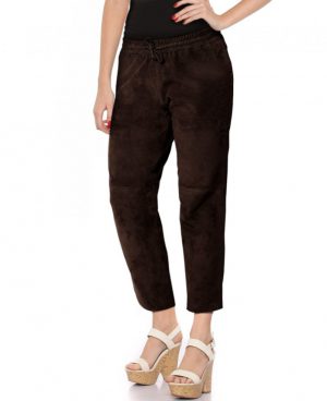Womens Suede Cropped Joggers