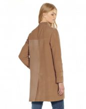 Suede Trench Coat with Cuff Tabs