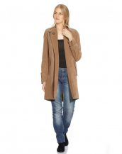 Suede Trench Coat with Cuff Tabs