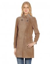 Suede Trench Coat with Cuff Tabs