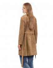 Suede Trench Coat with Adjustable Waist Belt