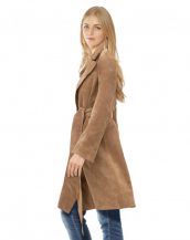 Suede Trench Coat with Adjustable Waist Belt