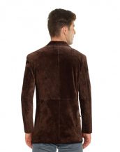 Mens Suede Blazer with Flap Welt Pockets