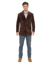 Mens Suede Blazer with Flap Welt Pockets