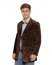 Mens Suede Blazer with Flap Welt Pockets