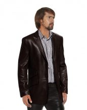 Mens Leather Blazer with Flap Detailing