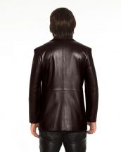 Mens Leather Blazer with Flap Detailing