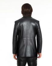 Mens Leather Blazer with Welt Flap Pockets