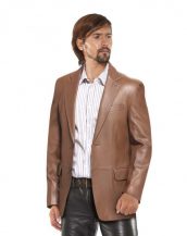 Mens Two Buttoned Leather Blazer