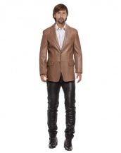 Mens Two Buttoned Leather Blazer