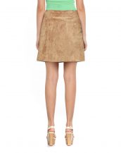 Womens Sultry Suede Mini Skirt with Buttoned Placket