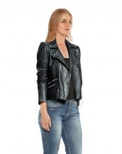 Asymmetrical Zip Leather Jacket for Women