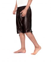 Mens Brown Leather Shorts with Side Zipper Closure