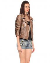 Ladies Leather Jackets with Asymmetric Zip