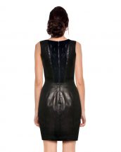 Womens Stylish Black Leather Dress with Panel Back