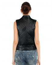 Stylish Womens Embellished Leather Waistcoat