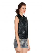 Stylish Womens Embellished Leather Waistcoat