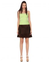 Womens Brown Suede Fringe Skirt