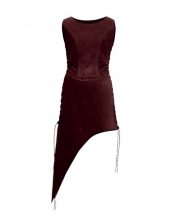 Halloween Suede Dress with Asymmetric Hem