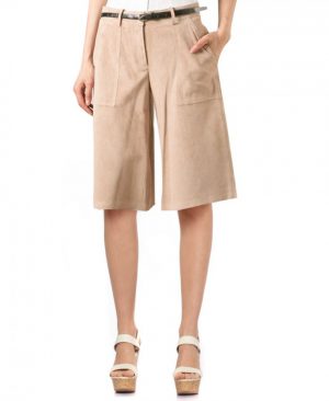 Womens Wide Leg Culottes with Zip Fly Closure